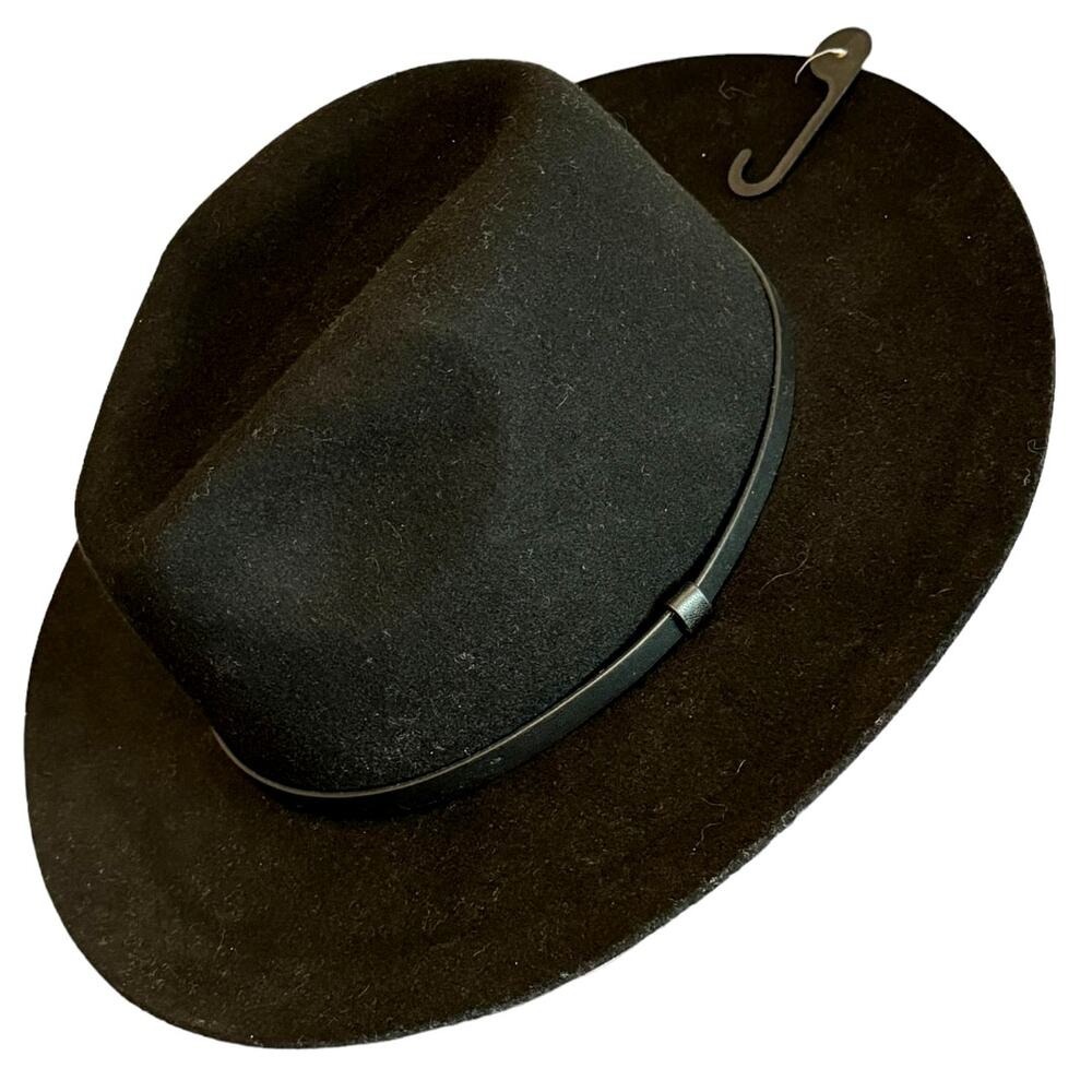 Banana Republic Black Wool Wide Brim Fedora Hat‎ NWT